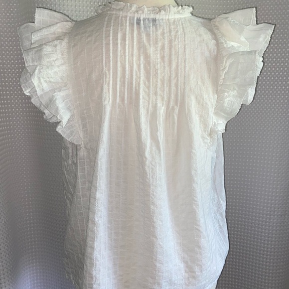 Women's Sam Edelman‎ white Rey Cotton Ruffle-Sleeve Blouse size small - Picture 9 of 11
